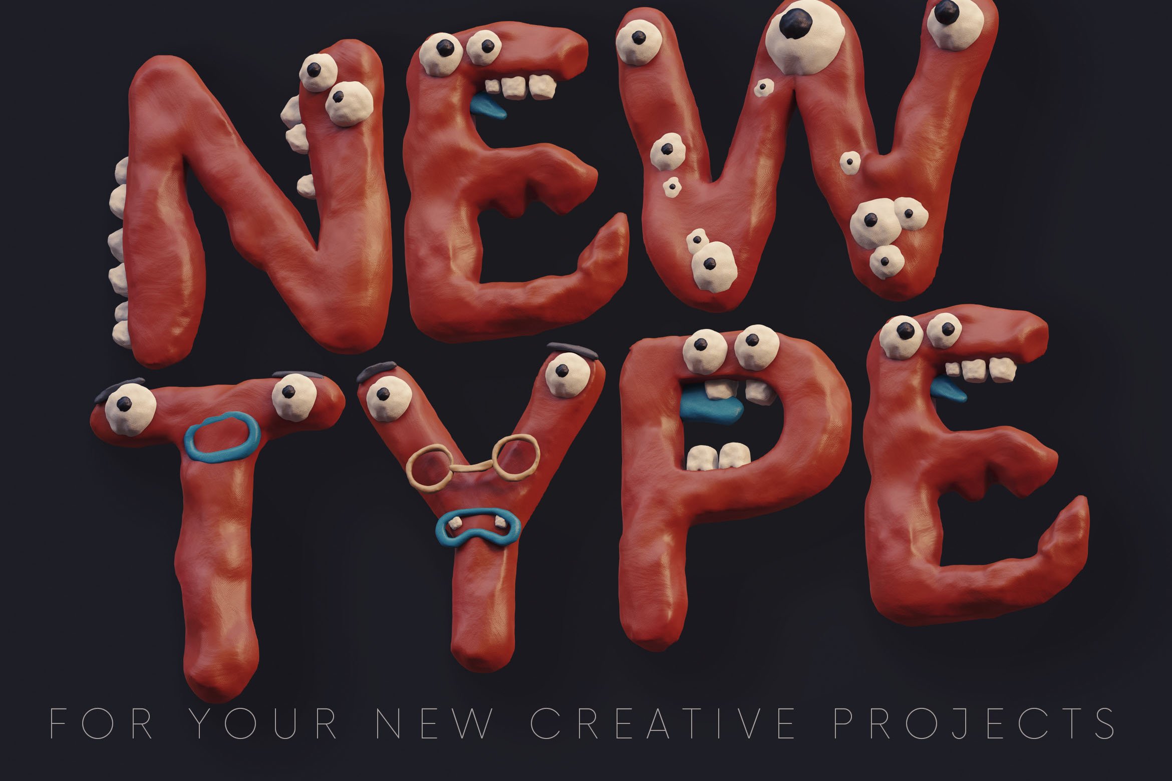 可爱创意橡皮泥3D英文字母PNG透明图片设计素材 Plasticine Monsters - 3D Lettering_img_2