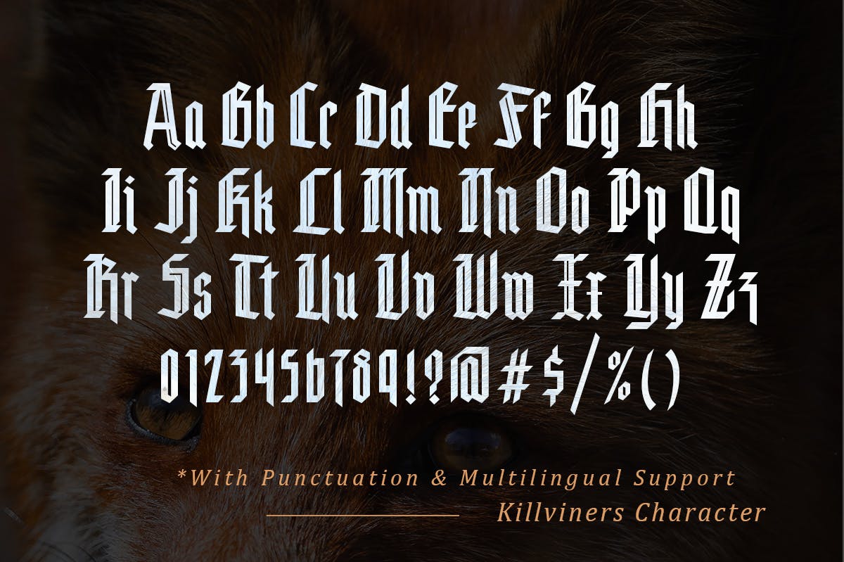 现代时尚服装标题徽标logo设计装饰性英文字体素材 Killviners - Modern Blackletter Font_img_2