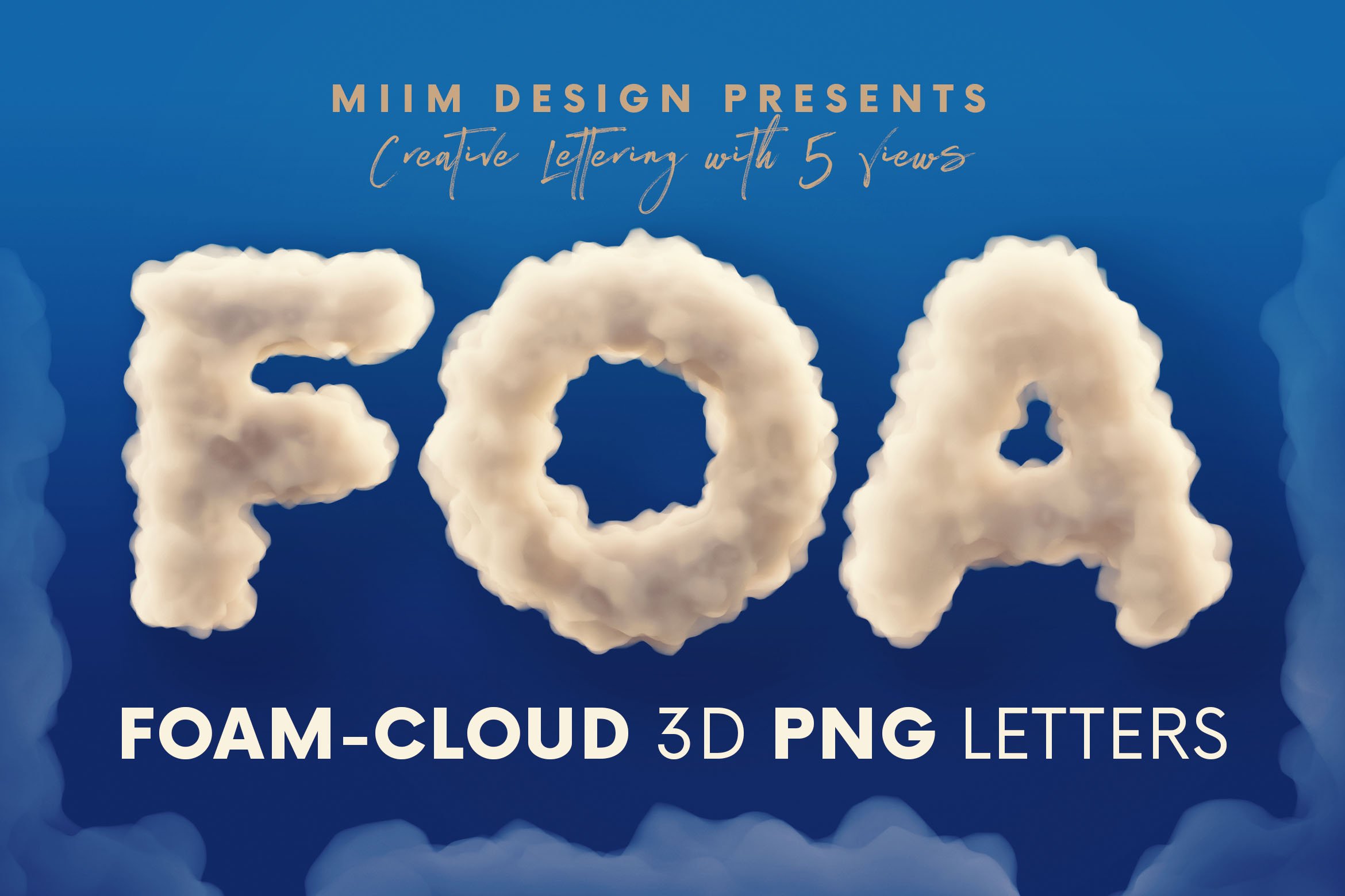 创意云彩烟雾3D英文字母PNG透明图片设计素材 Foam or Cloud - 3D Lettering_img_2