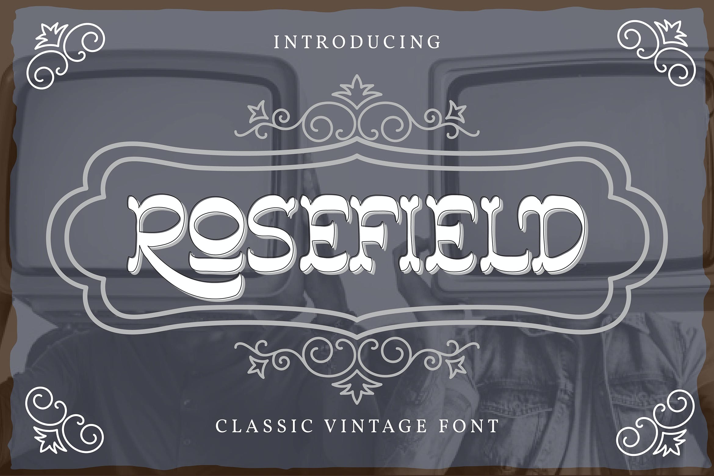 复古书法风格海报贺卡邀请函设计无衬线英文字体素材 Rosefield  Classic Vintage Font_img_2