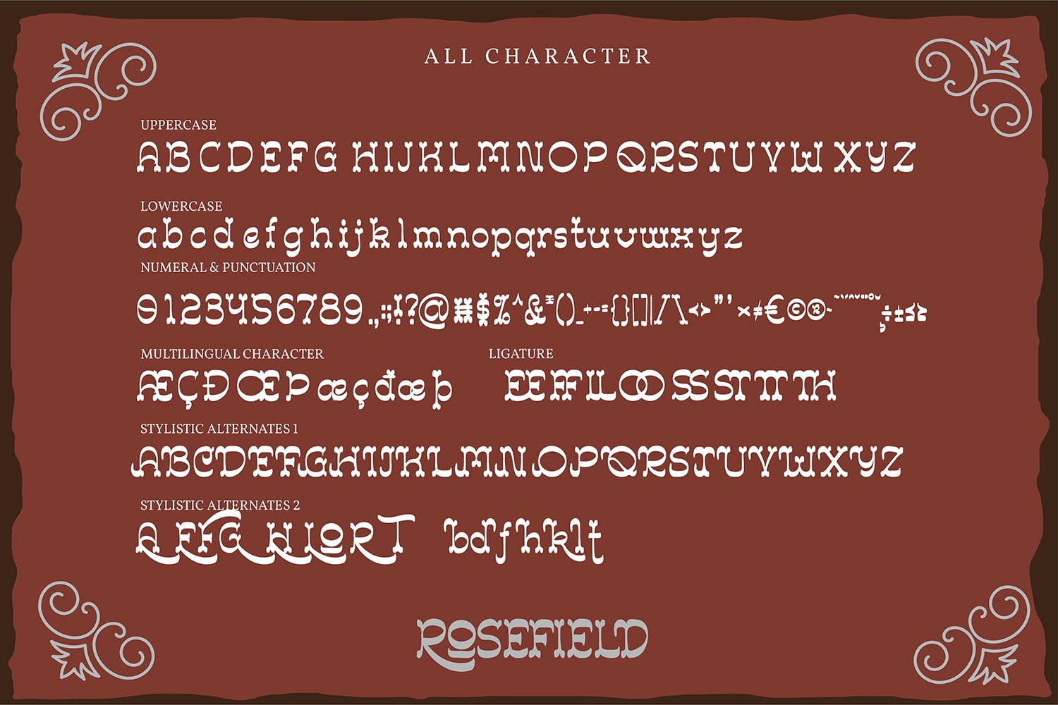 复古书法风格海报贺卡邀请函设计无衬线英文字体素材 Rosefield  Classic Vintage Font_img_2