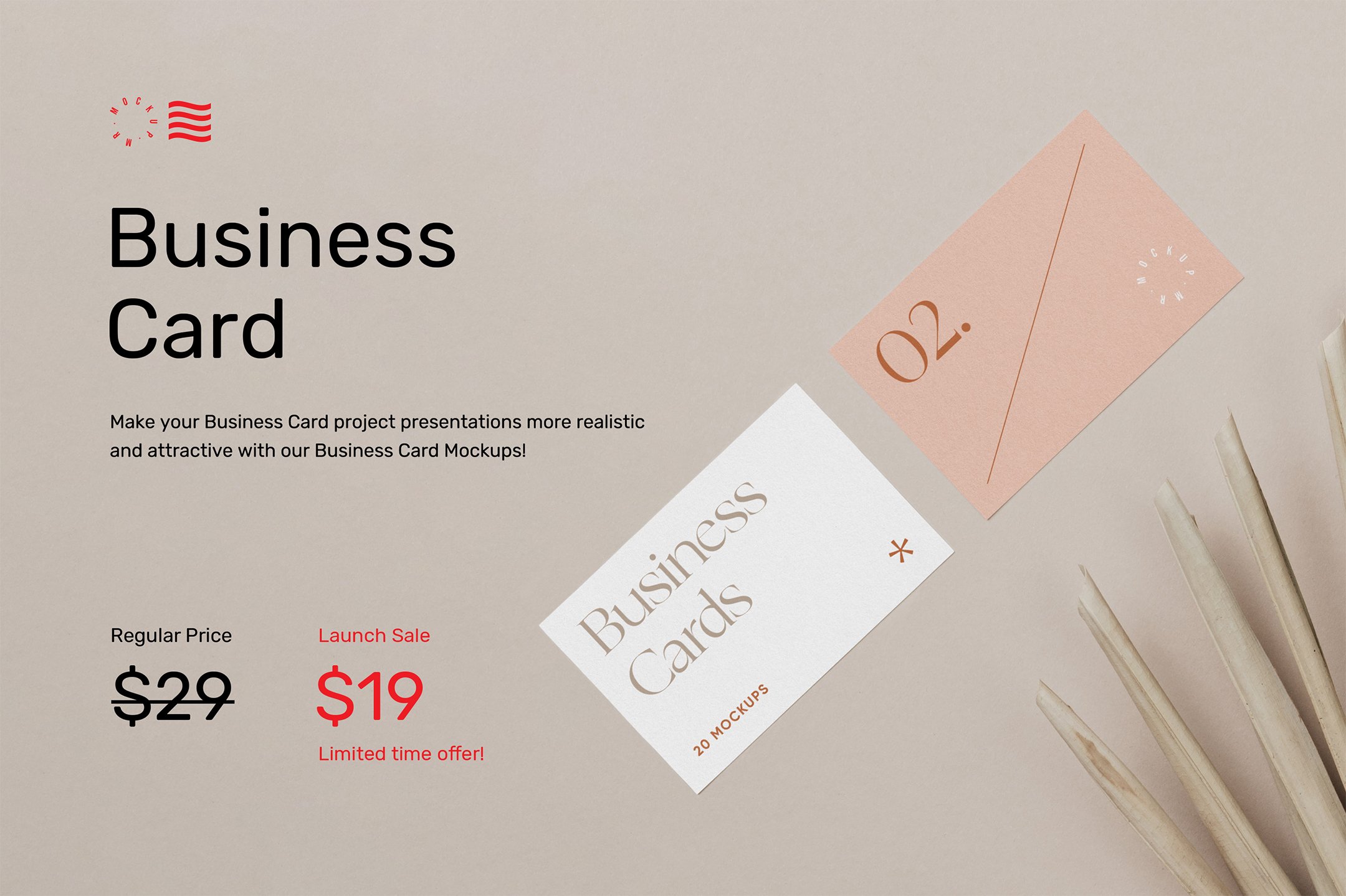 20个时尚商务名片卡片Logo设计贴图场景样机模板 Business Card Mockups Vol.1_img_2