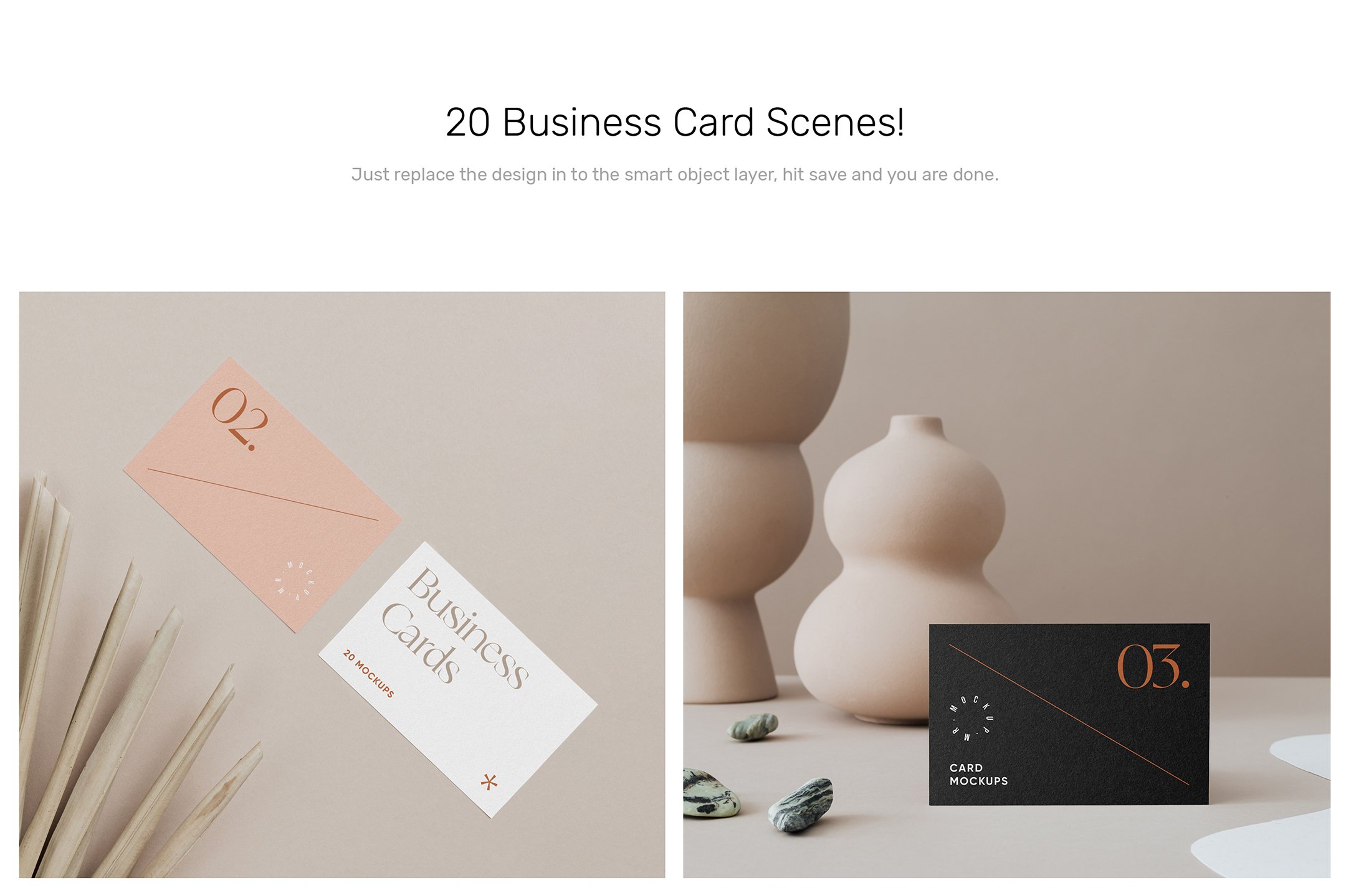 20个时尚商务名片卡片Logo设计贴图场景样机模板 Business Card Mockups Vol.1_img_2