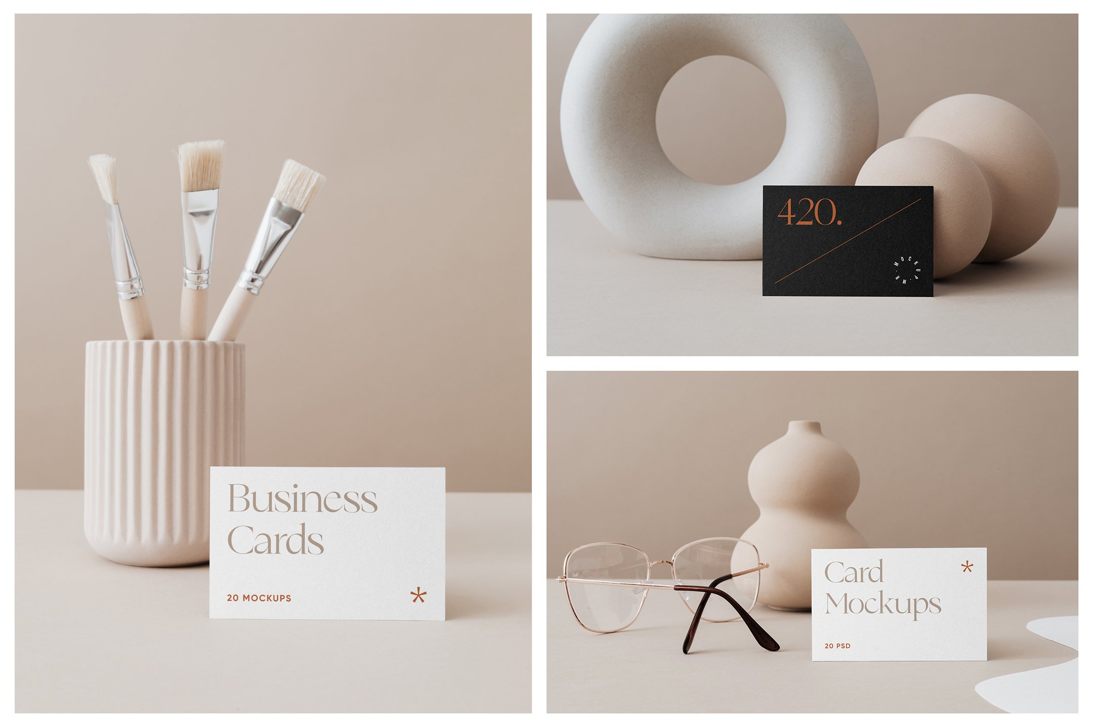 20个时尚商务名片卡片Logo设计贴图场景样机模板 Business Card Mockups Vol.1_img_2