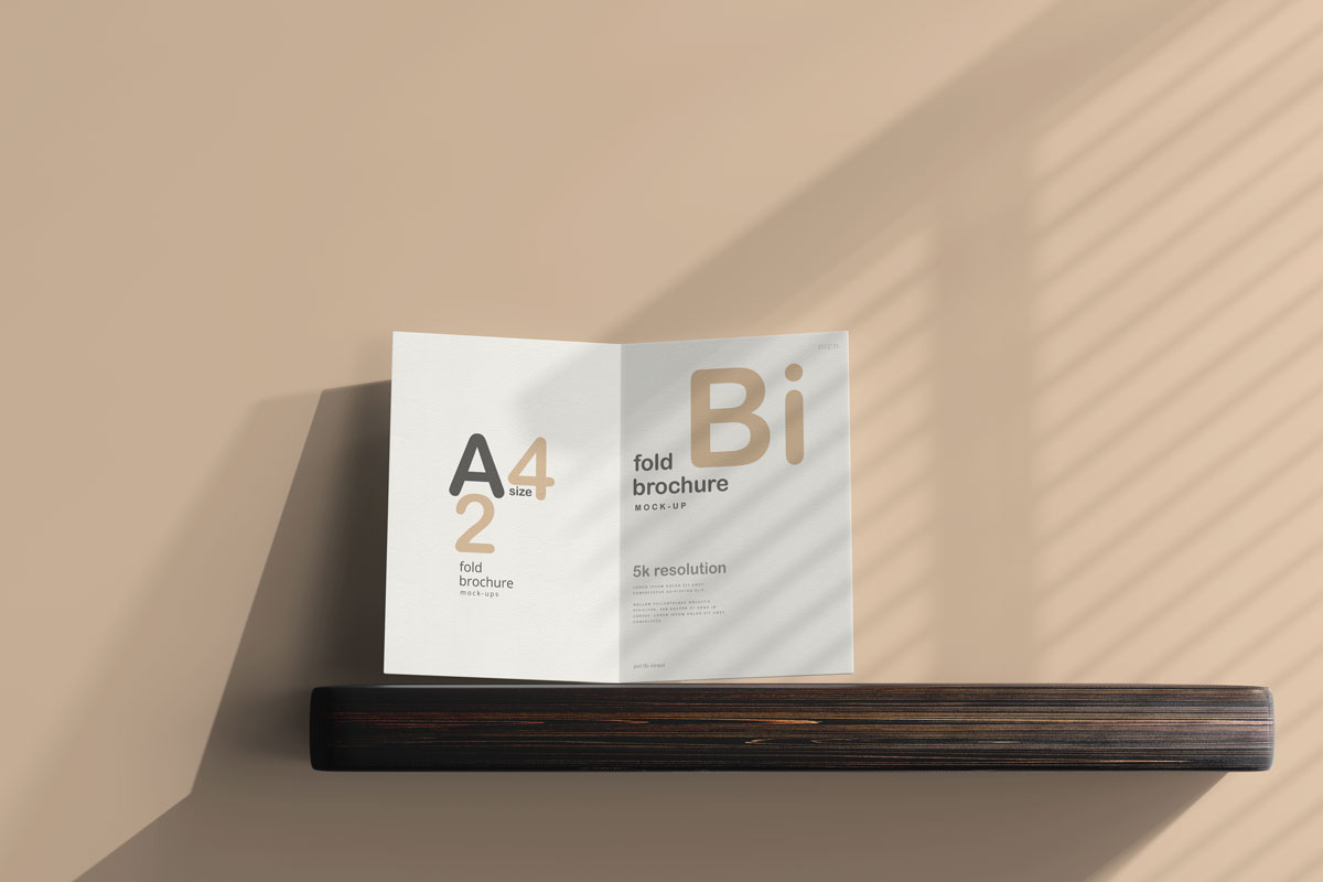 真实A4两折页小册子设计贴图样机素材 A4 Size Bi Fold Brochure Mockup_img_2