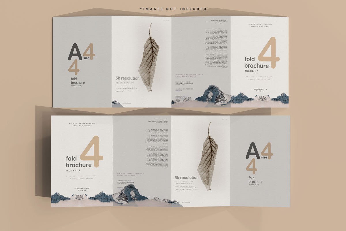 9款A4四折页小册子设计贴图样机PSD模板素材 A4 Size Four Fold Brochure Mockup_img_2