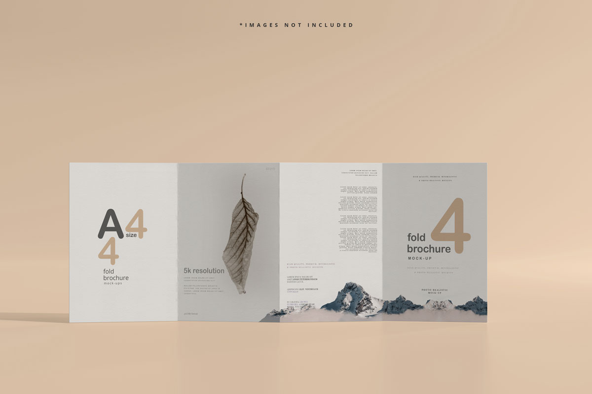 9款A4四折页小册子设计贴图样机PSD模板素材 A4 Size Four Fold Brochure Mockup_img_2