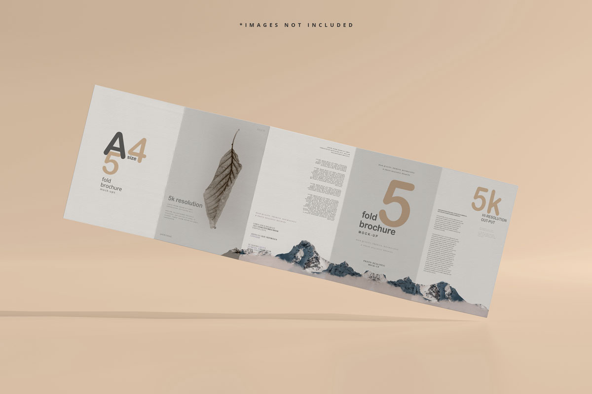 9款A4五折页小册子设计展示样机PSD模板 A4 Size Five Fold Brochure Mockup_img_2