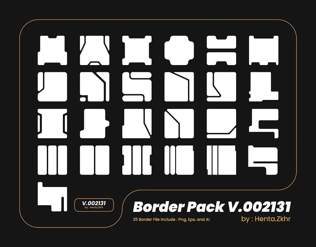 潮流创意酸性线条边框装饰图形海报平面设计矢量素材 Border Pack v002131_img_2