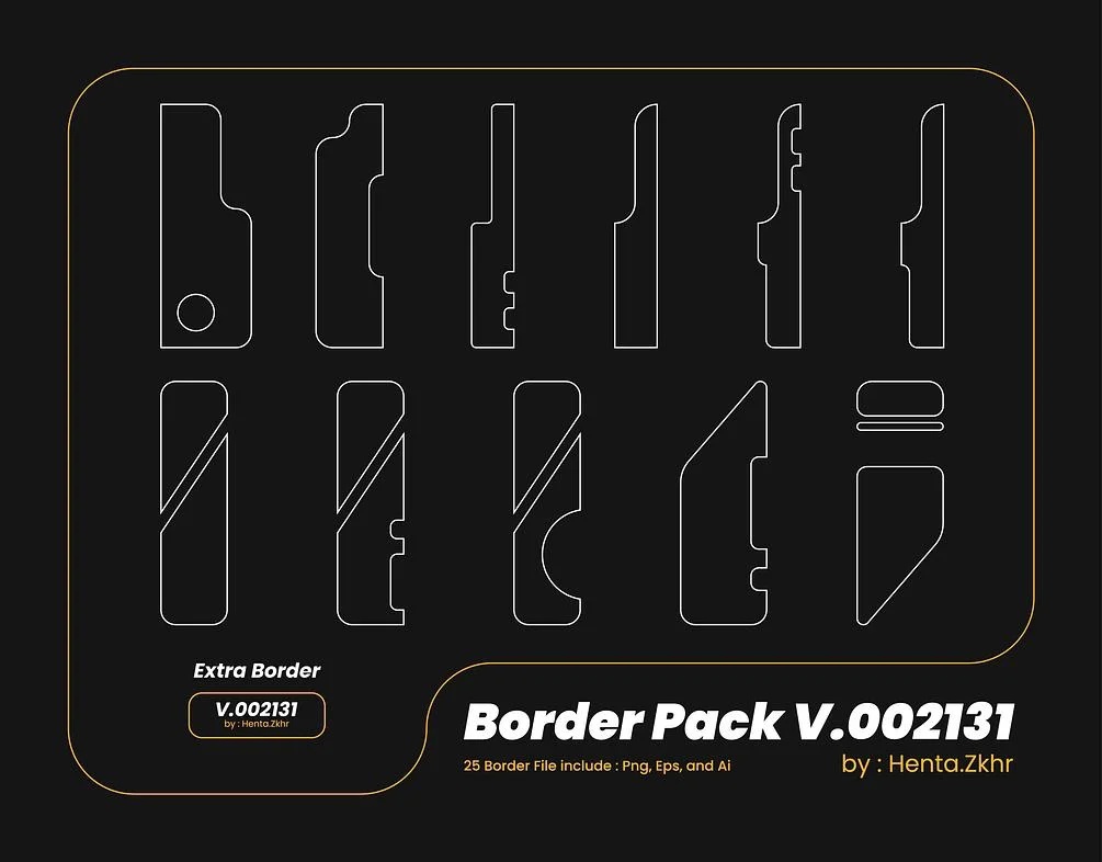 潮流创意酸性线条边框装饰图形海报平面设计矢量素材 Border Pack v002131_img_2