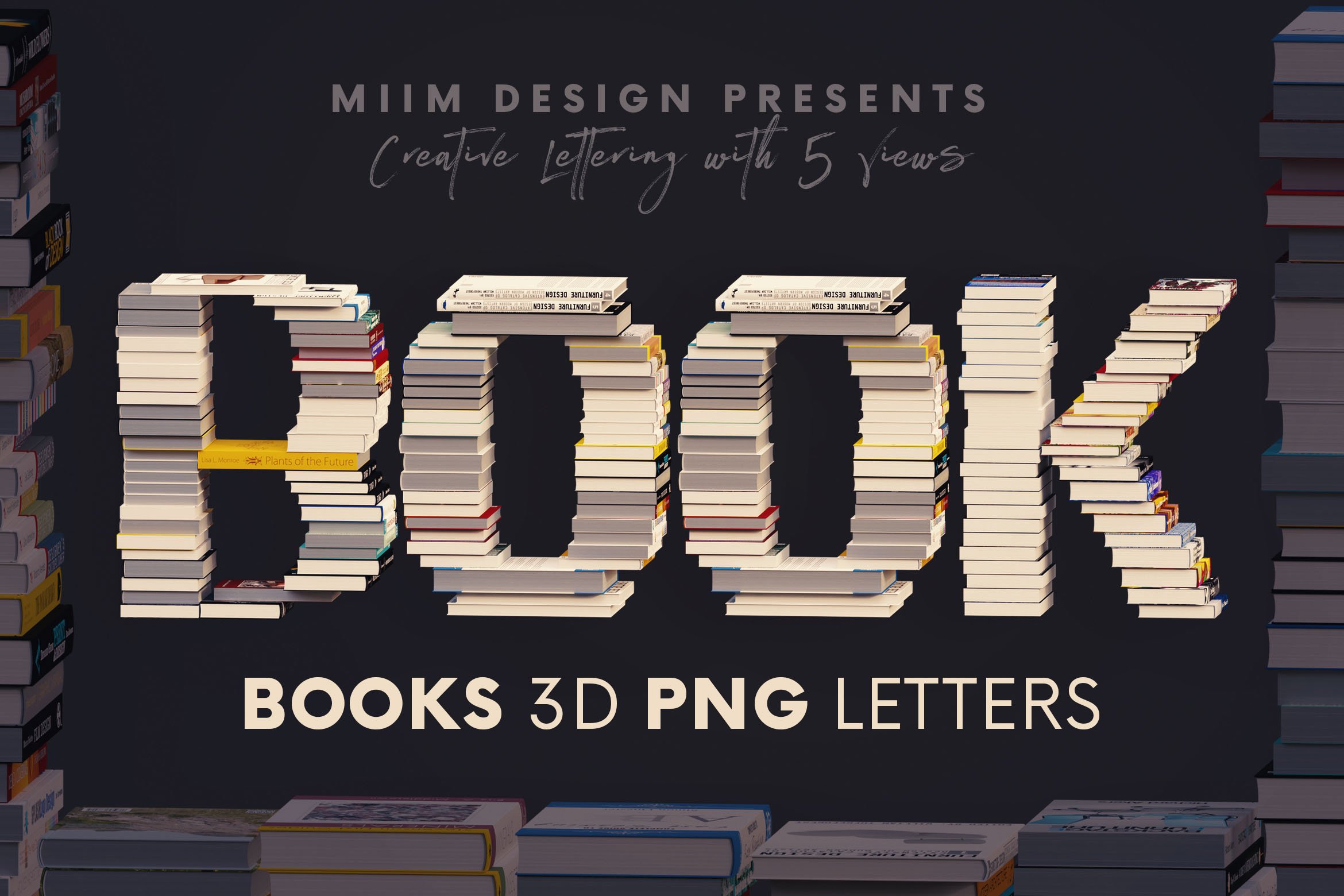 逼真书籍效果3D创意英文字母PNG透明图片设计素材 Books - 3D Lettering_img_2