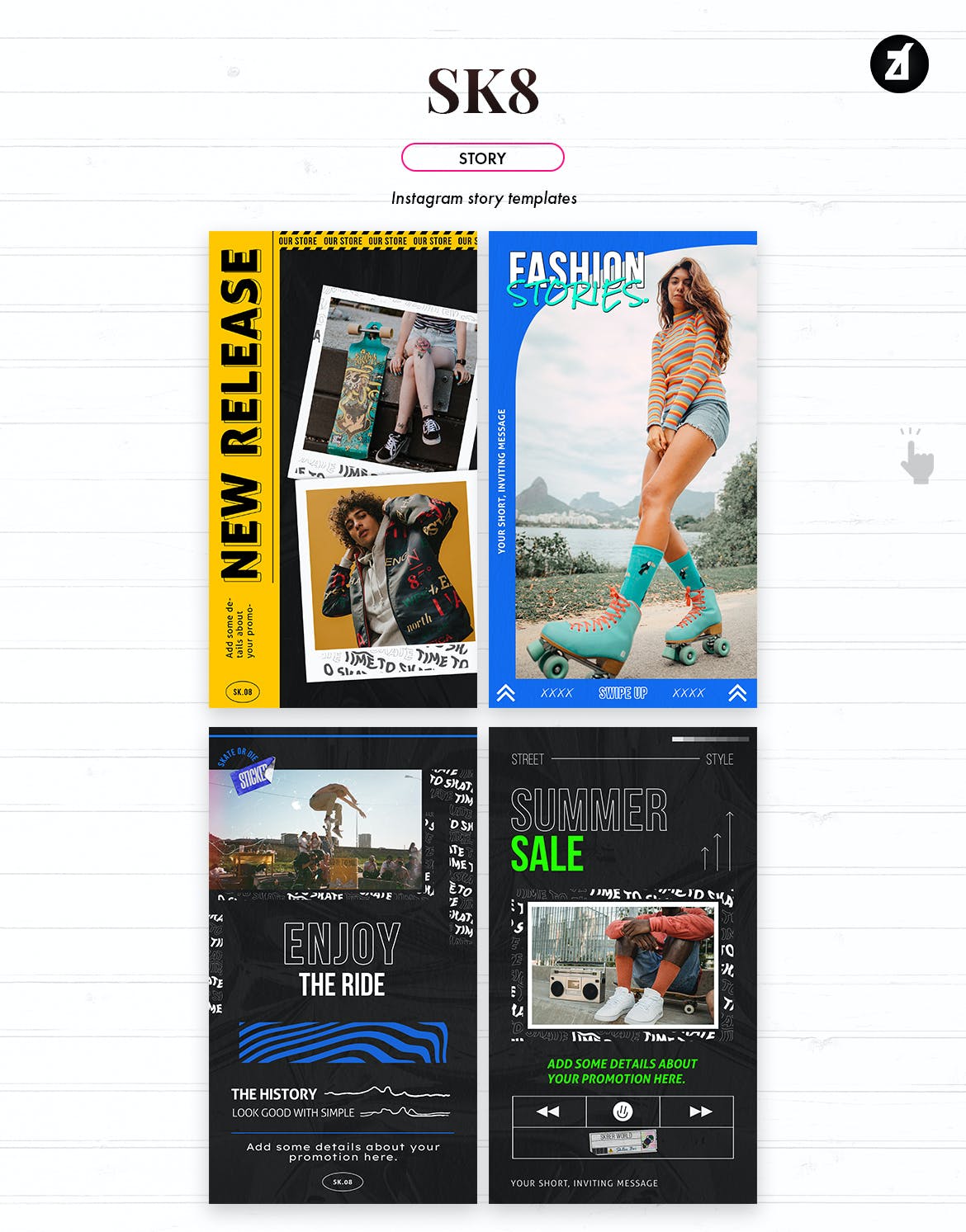 潮流街头潮牌品牌推广新媒体电商海报PSD模板素材 SK8 Instagram Post And Story Templates_img_2