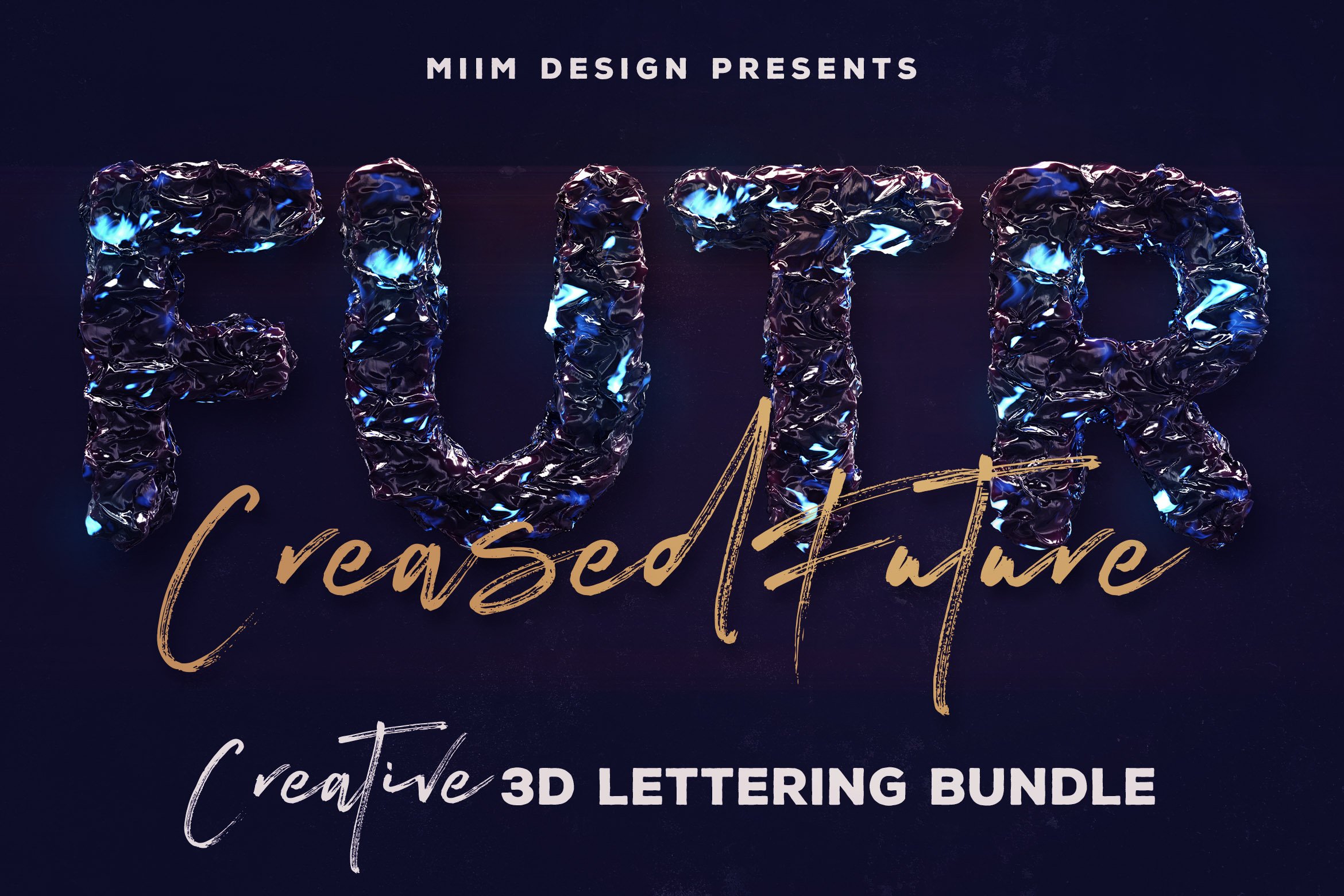 未来派3D创意工业风字母数字PNG免扣图片设计素材 Creased Future – 3D Lettering_img_2