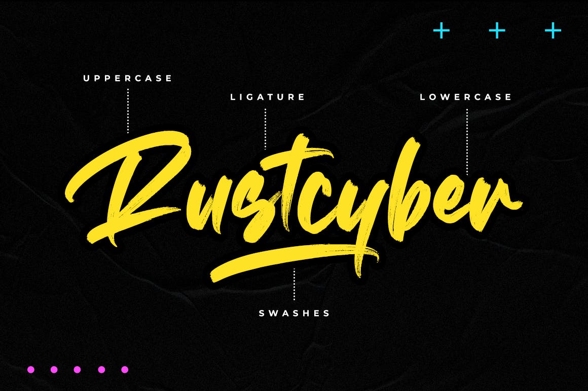 现代优雅海报标签徽标logo设计手写英文字体素材 Rustcyber - Brush Font_img_2