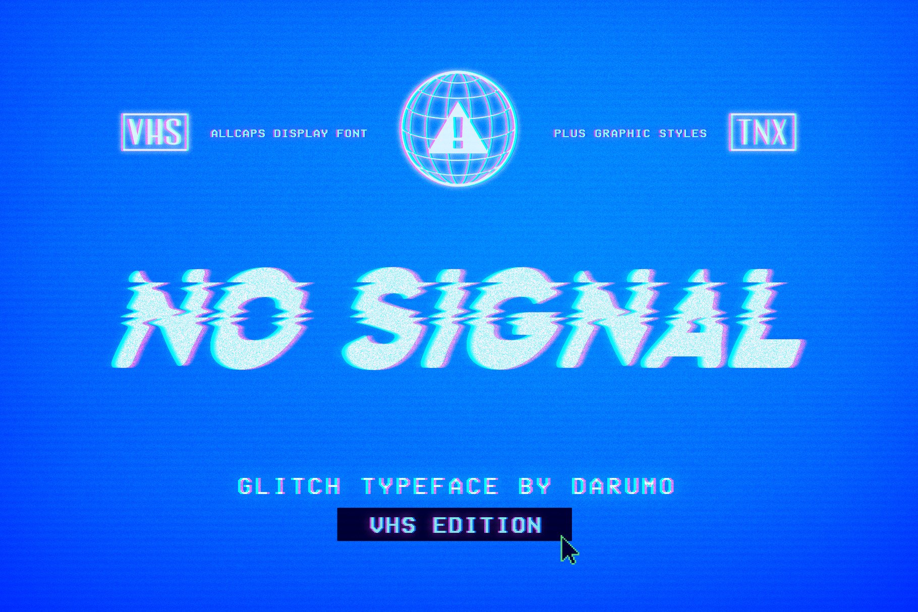 潮流复古故障效果海报标题徽标Logo设计衬线英文字体素材 No Signal Font_img_2