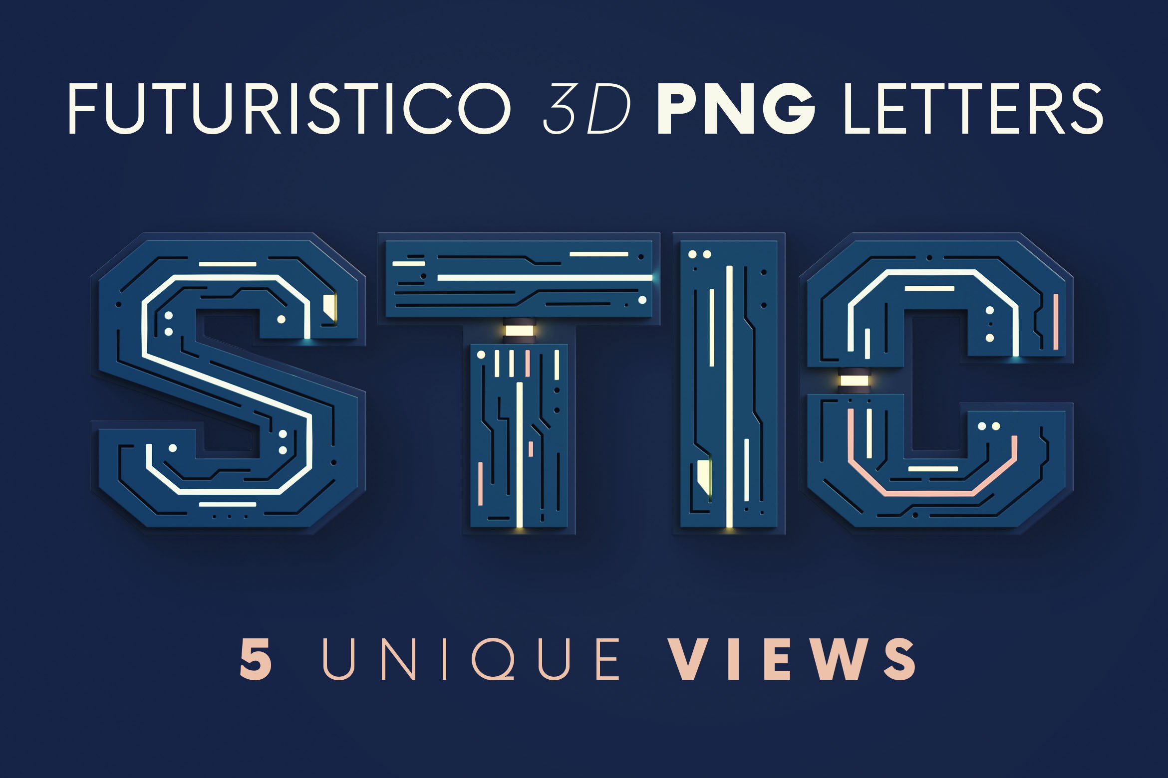 未来霓虹创意3D英文字母数字PNG透明图片素材 Futuristico - 3D Lettering_img_2