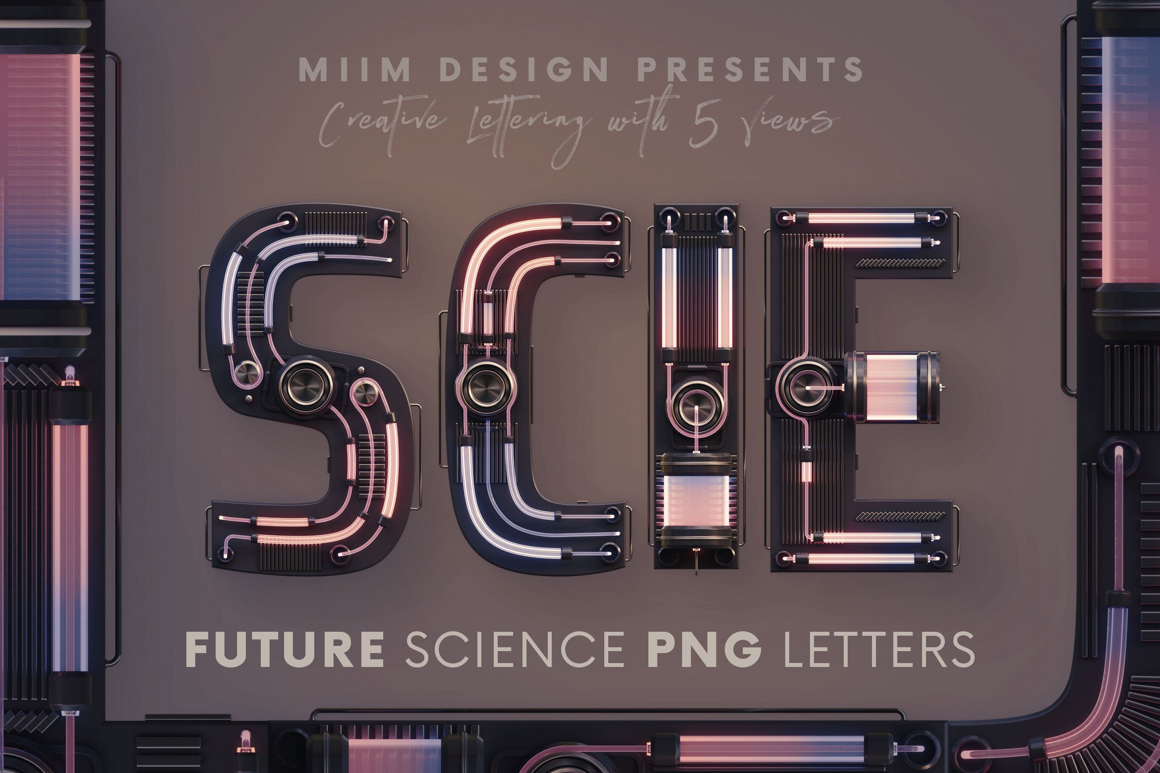 逼真未来科学3D创意PNG透明图片设计素材 Future Science - 3D Lettering_img_2