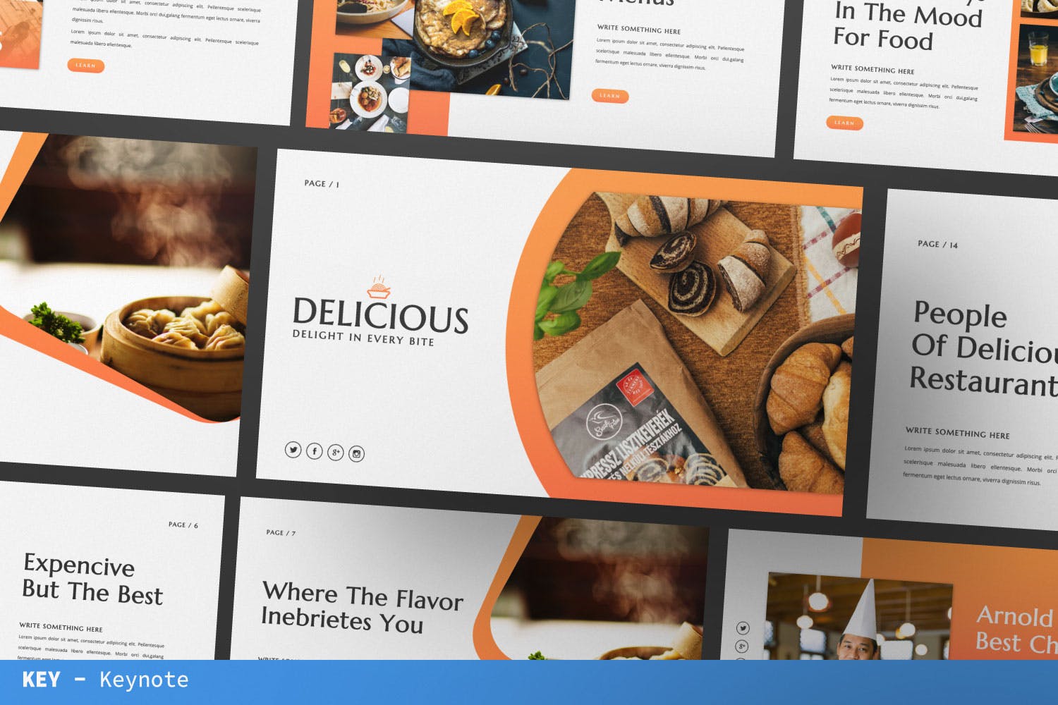 时尚简约美食营销策划图文排版设计演讲Keynote模版 Delicious Keynote Presentation Template_img_2