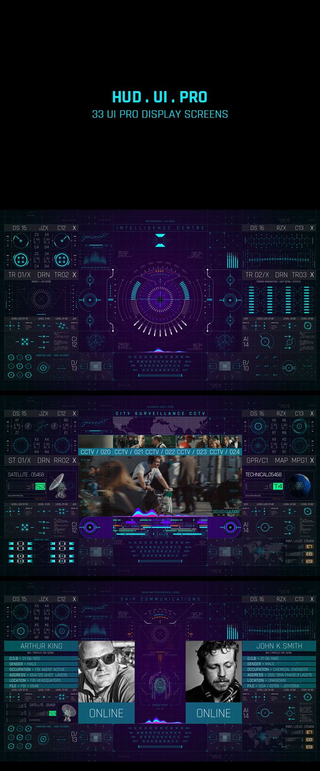 450+科技感医疗军事科幻HUD UI界面元素动画AE模板素材 Videohive - HUD UI Pro Pack_img_2