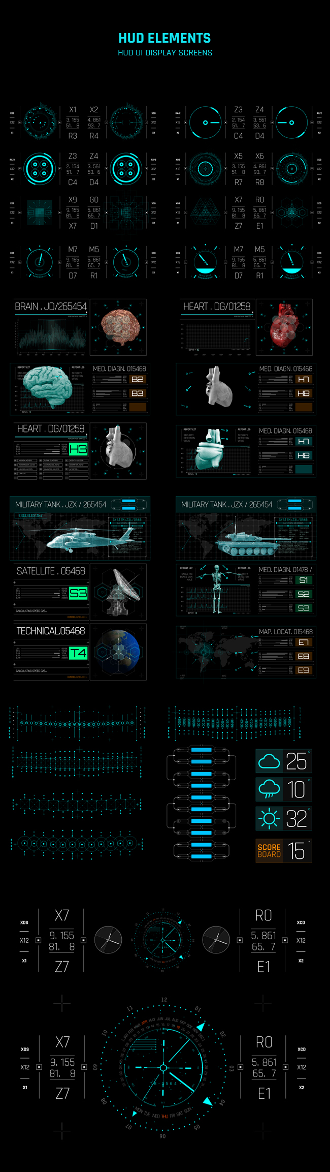 450+科技感医疗军事科幻HUD UI界面元素动画AE模板素材 Videohive - HUD UI Pro Pack_img_2