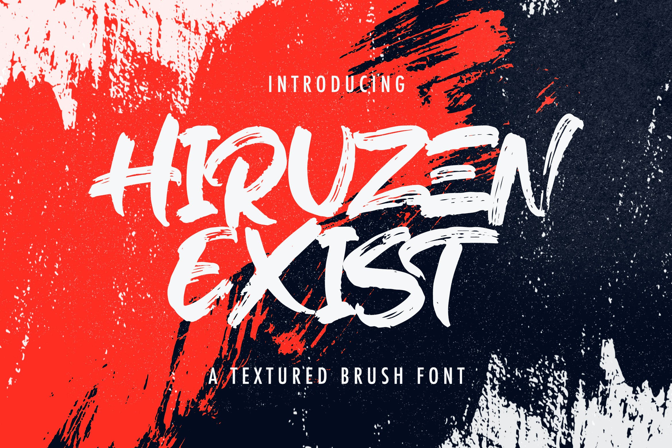 时尚奢华杂志海报徽标logo设计装饰性纹理画笔字体素材 Hiruzen Exists - Textured Brush Font_img_2