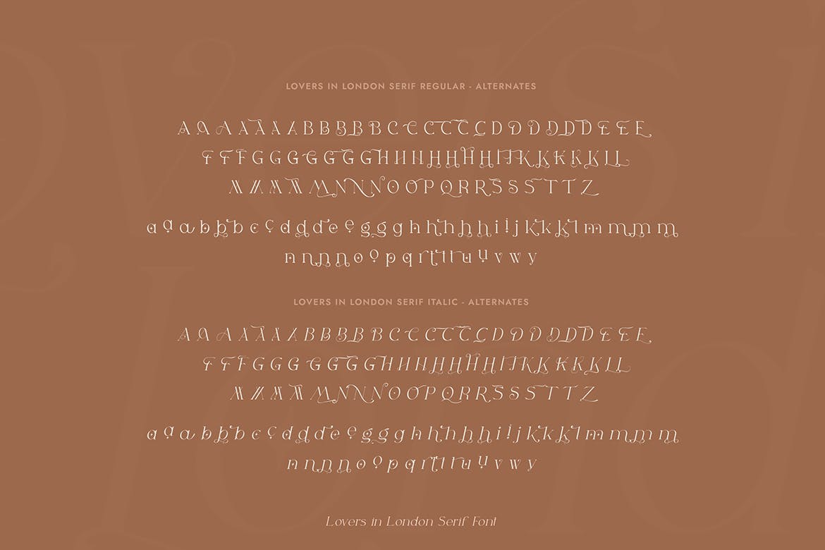 优雅杂志海报徽标logo设计衬线英文字体素材 Lovers in London Serif Font Duo_img_2