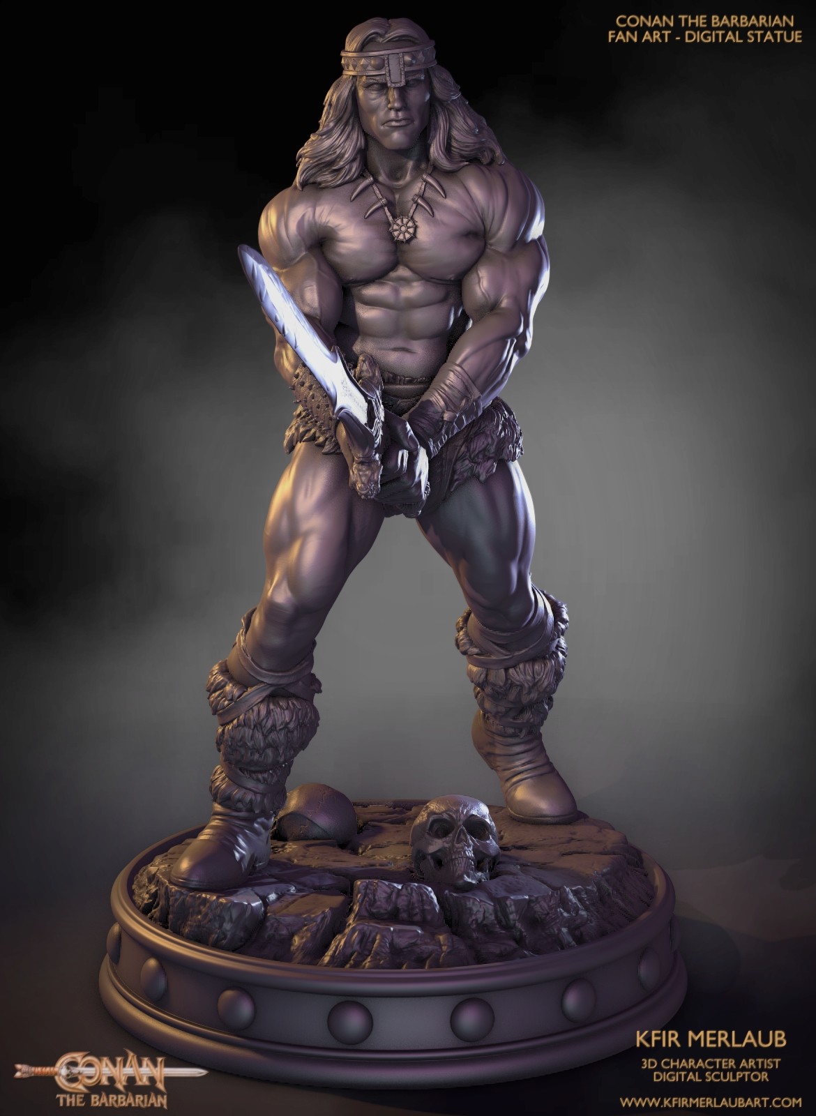 游戏野蛮人柯南人物3D打印模型模板 Conan the Barbarian Statue – 3D Print Model_img_2