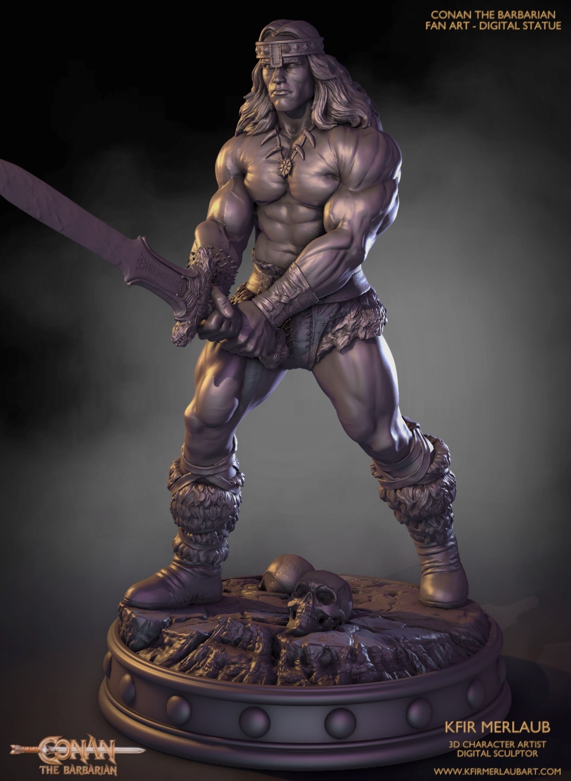 游戏野蛮人柯南人物3D打印模型模板 Conan the Barbarian Statue – 3D Print Model_img_2