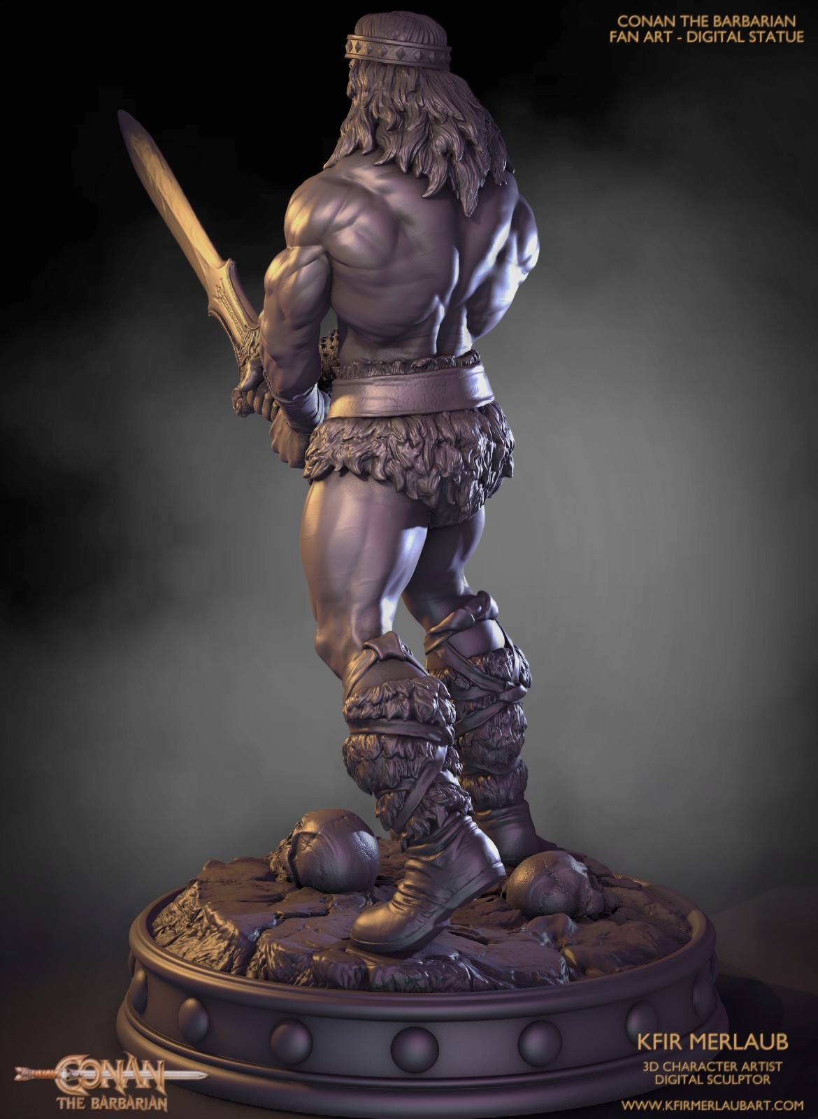 游戏野蛮人柯南人物3D打印模型模板 Conan the Barbarian Statue – 3D Print Model_img_2