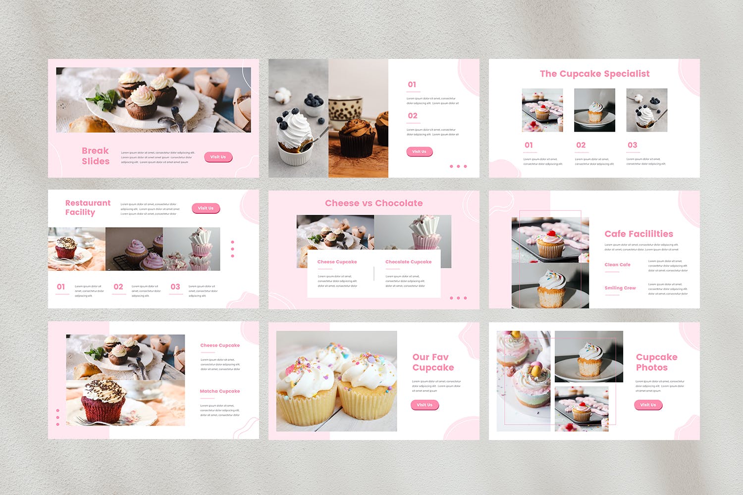 现代精美蛋糕摄影作品集演示文稿设计模板 Creamy - Cupcake PPt+keynote Template_img_2