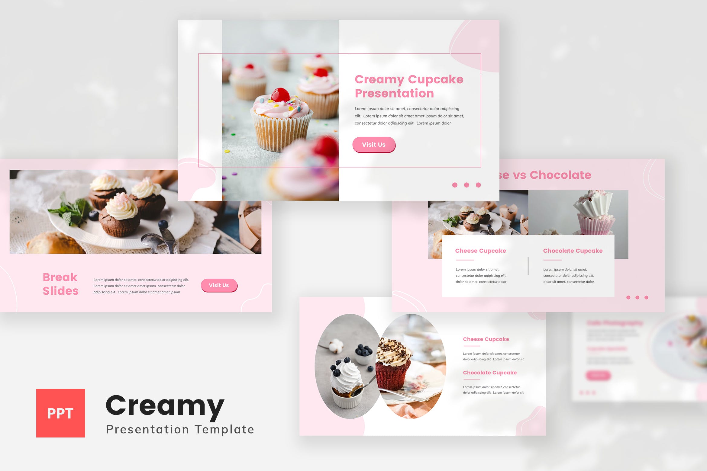 现代精美蛋糕摄影作品集演示文稿设计模板 Creamy - Cupcake PPt+keynote Template_img_2