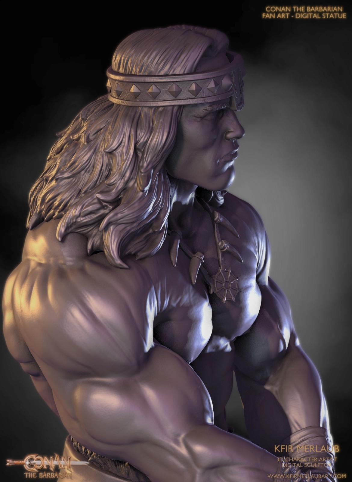 游戏野蛮人柯南人物3D打印模型模板 Conan the Barbarian Statue – 3D Print Model_img_2