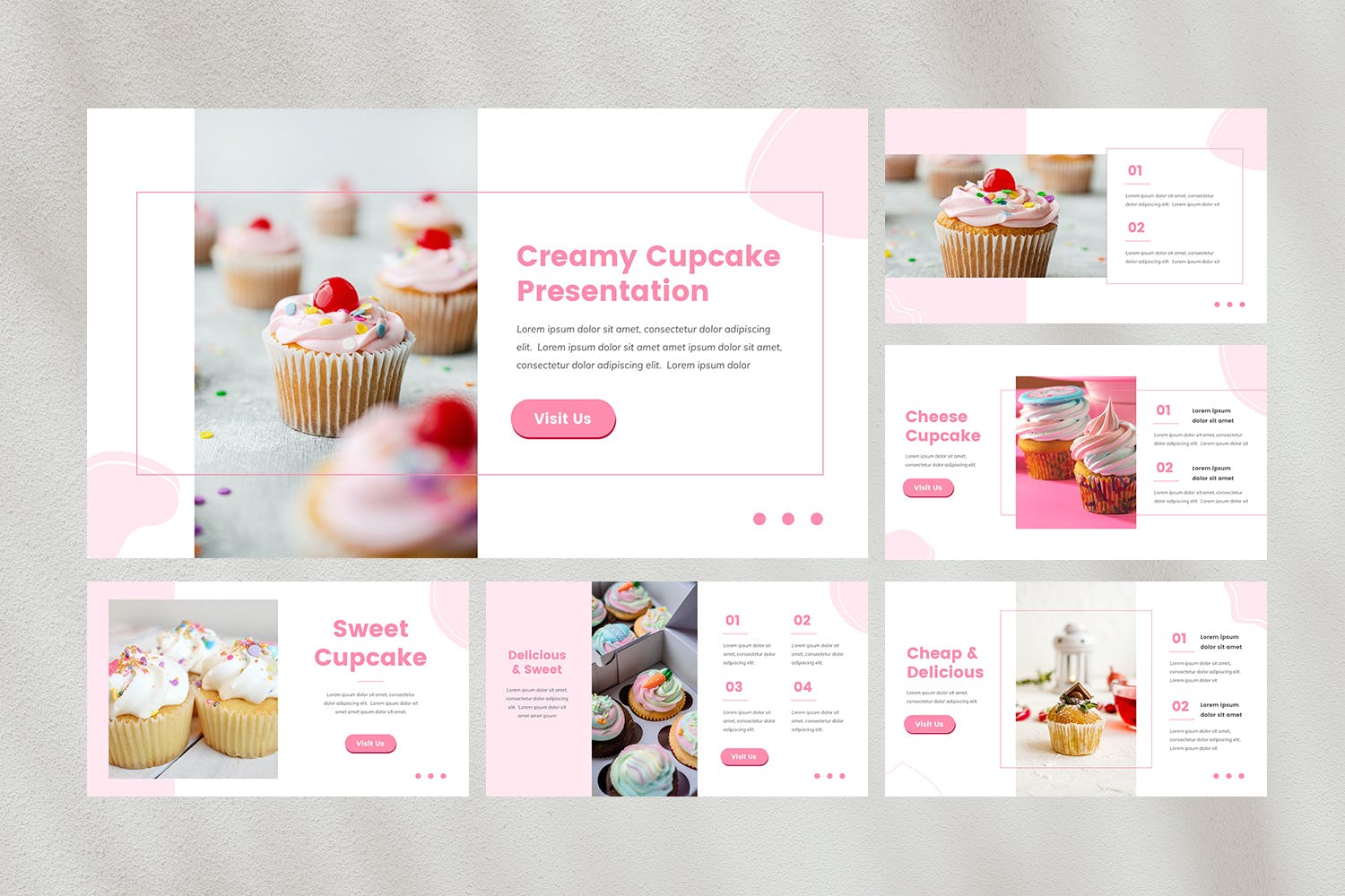 现代精美蛋糕摄影作品集演示文稿设计模板 Creamy - Cupcake PPt+keynote Template_img_2