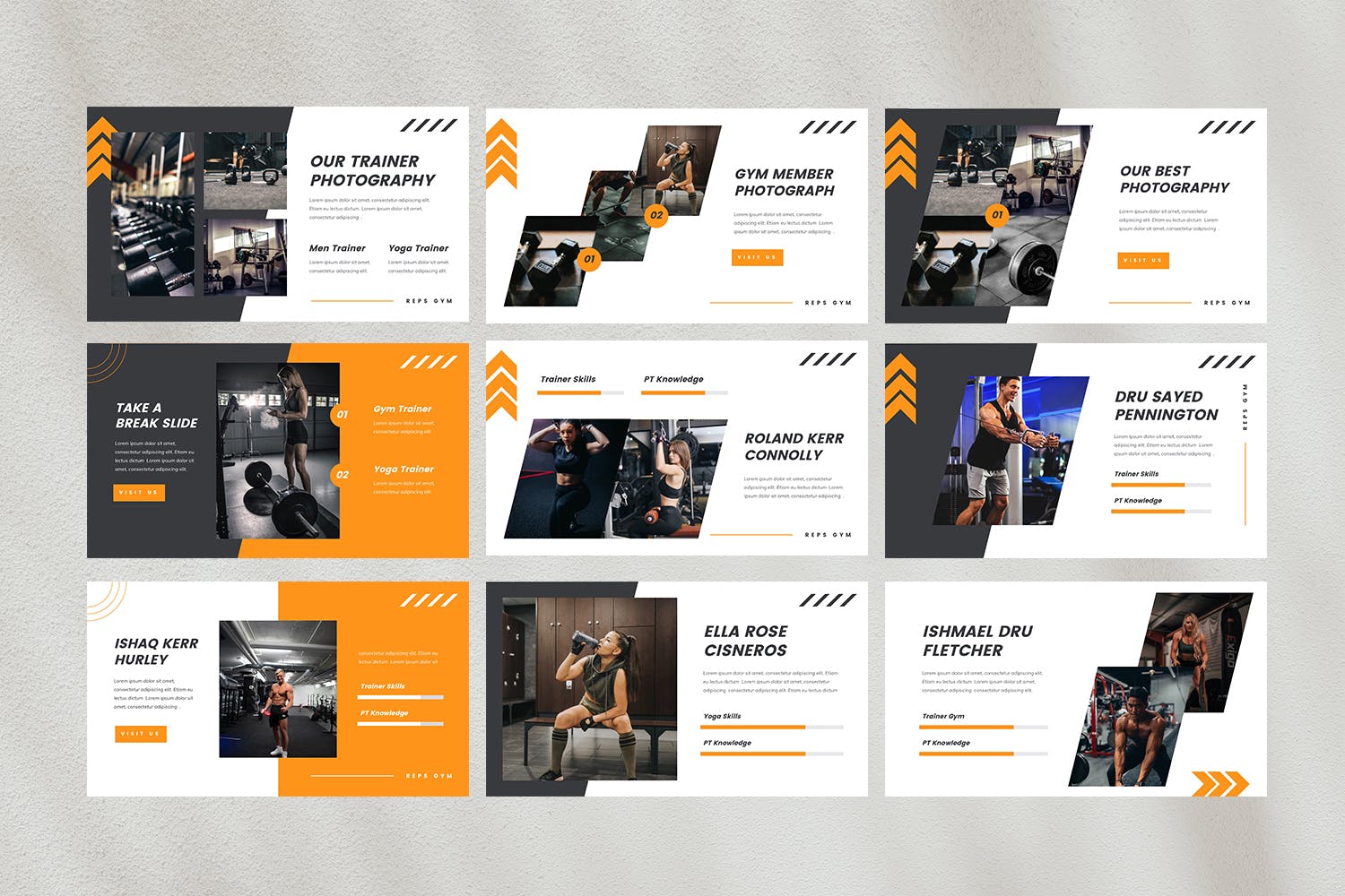 时尚专业健身房营销策划图文排版设计PPt+keynote模板 Reps - Gym PPt+keynote Template_img_2