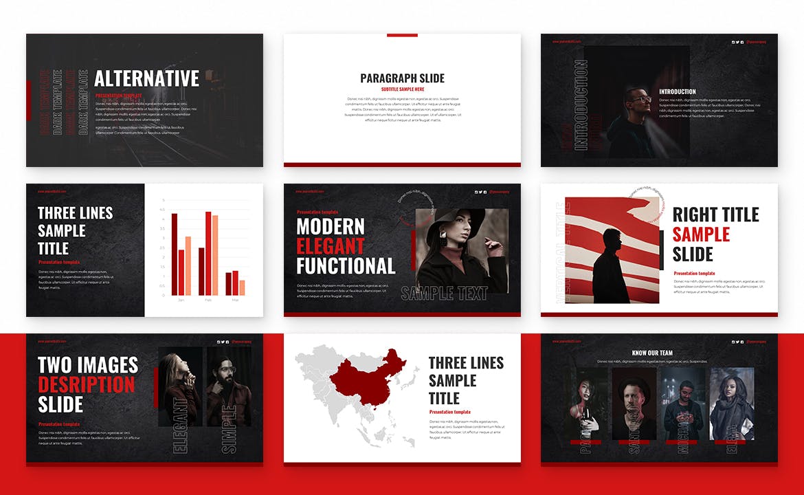 潮流黑色系品牌营销图文排版设计ppt模板 Alternative Powerpoint Template_img_2