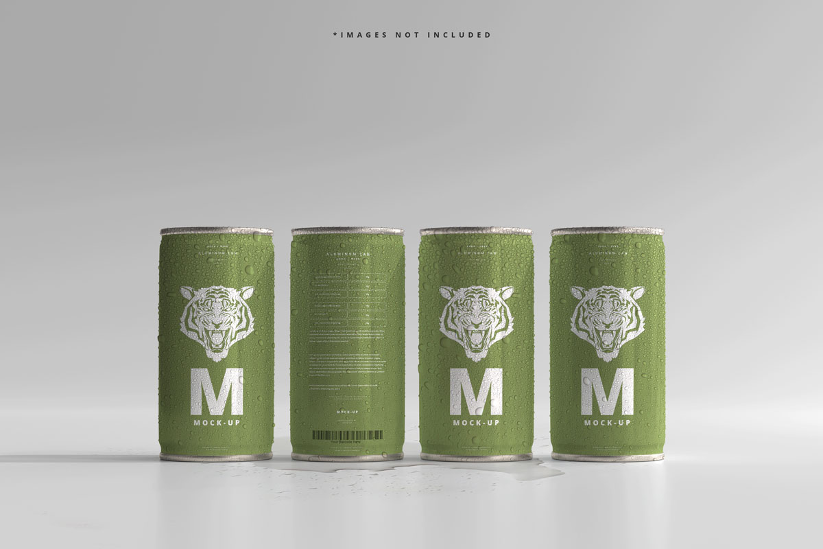 180毫升苏打水啤酒易拉罐外观设计展示样机PSD模板 180ml Mini Soda Or Beer Can With Water Drops Mockups_img_2