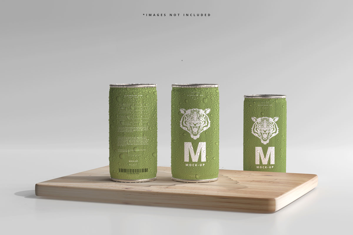 180毫升苏打水啤酒易拉罐外观设计展示样机PSD模板 180ml Mini Soda Or Beer Can With Water Drops Mockups_img_2