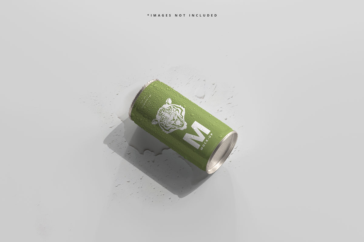 180毫升苏打水啤酒易拉罐外观设计展示样机PSD模板 180ml Mini Soda Or Beer Can With Water Drops Mockups_img_2