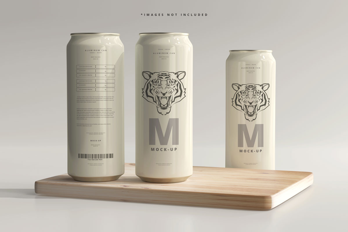 500毫升啤酒饮料金属锡罐设计贴图样机PSD模板 500ml Sleek Soda Or Beer Can Mockup_img_2