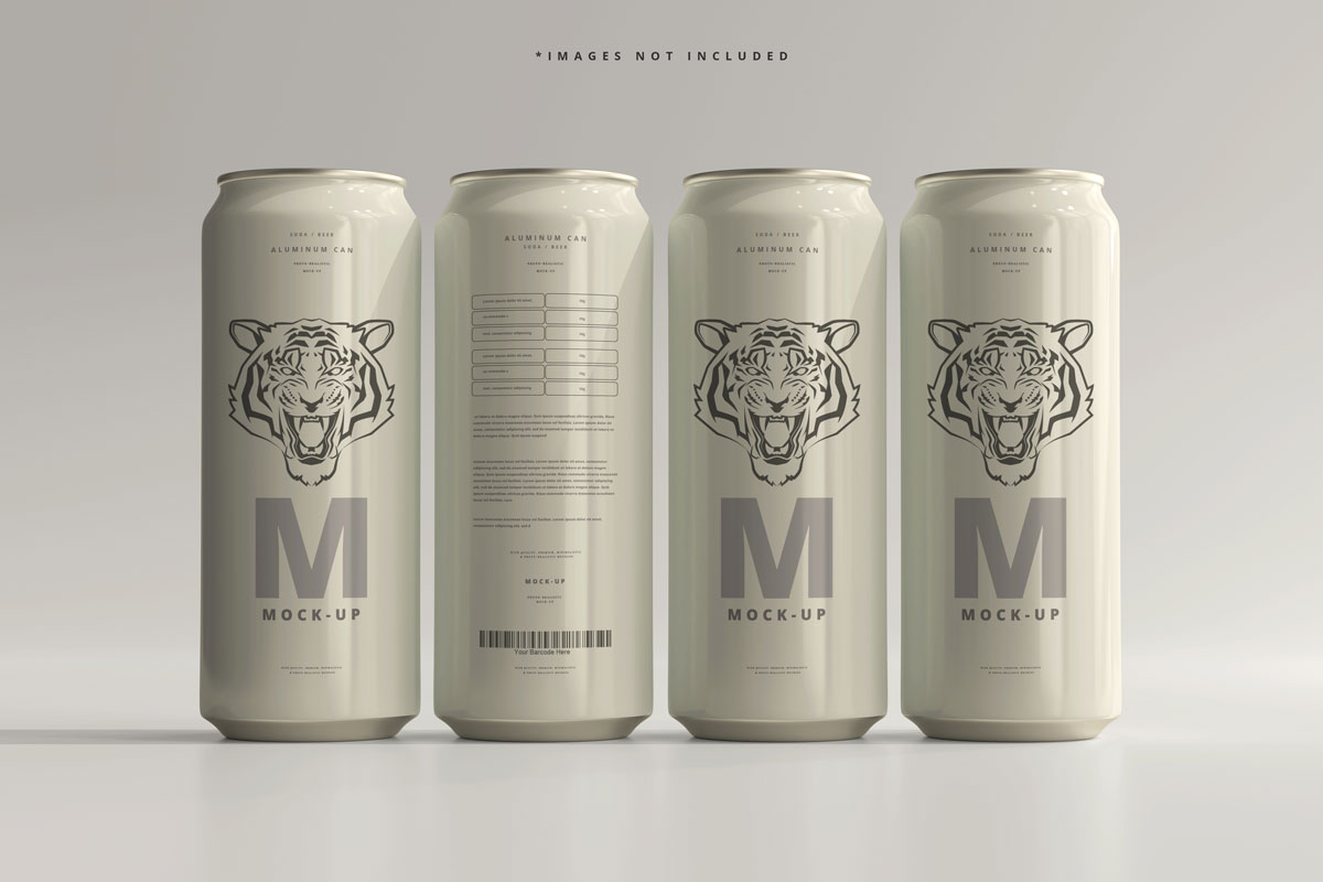 500毫升啤酒饮料金属锡罐设计贴图样机PSD模板 500ml Sleek Soda Or Beer Can Mockup_img_2