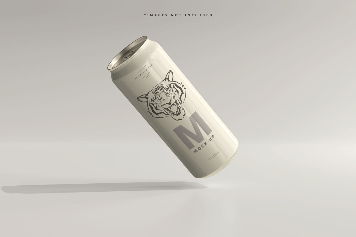 500毫升啤酒饮料金属锡罐设计贴图样机PSD模板 500ml Sleek Soda Or Beer Can Mockup_img_2