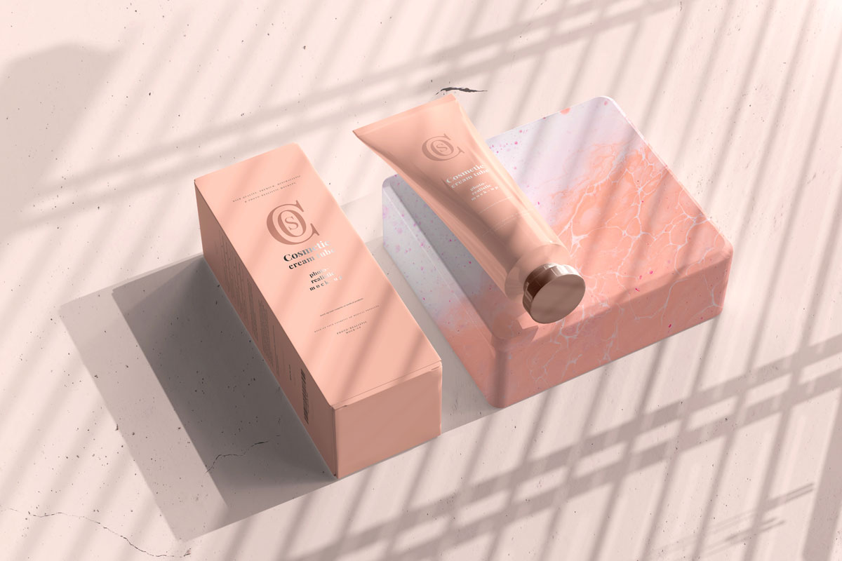 9款高端化妆品护手霜管包装盒设计贴图样机PSD模板素材 Cosmetic Cream Tube Mockup_img_2