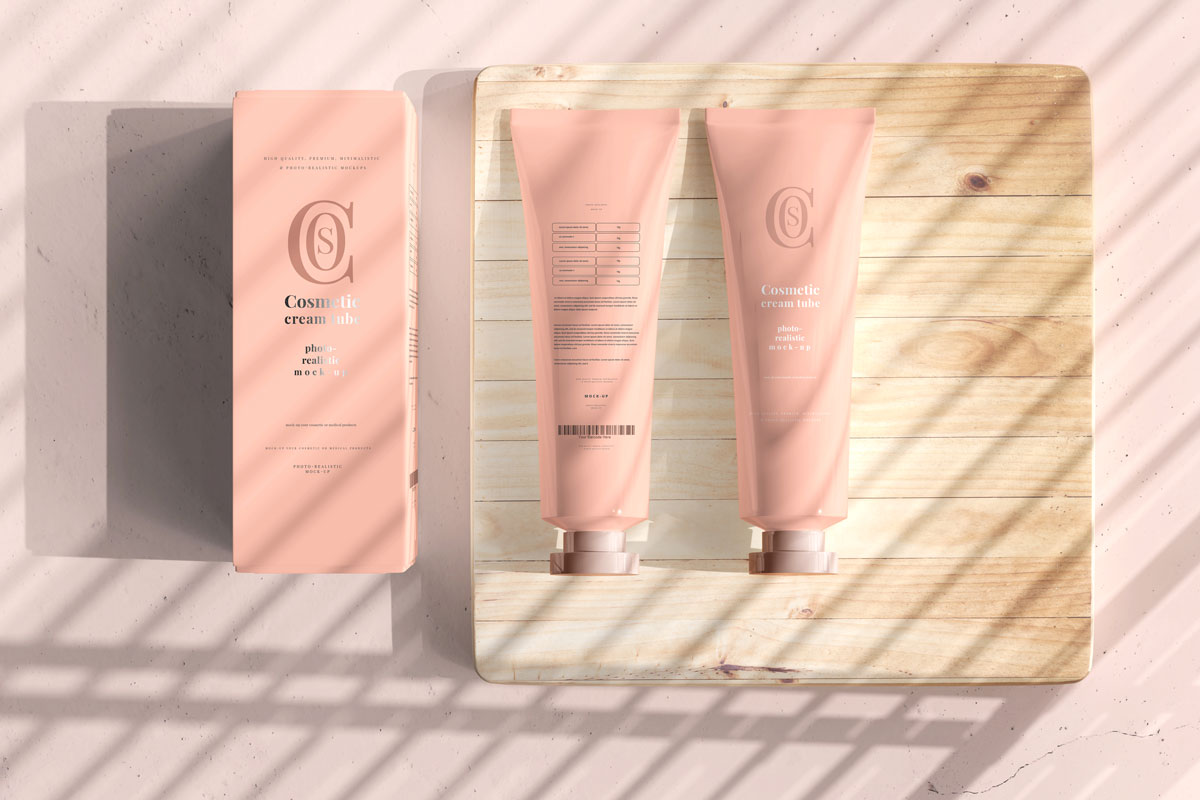 9款高端化妆品护手霜管包装盒设计贴图样机PSD模板素材 Cosmetic Cream Tube Mockup_img_2