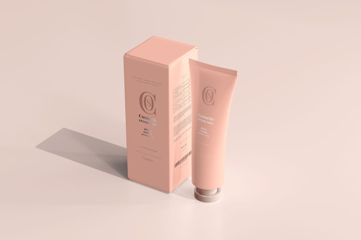 9款高端化妆品护手霜管包装盒设计贴图样机PSD模板素材 Cosmetic Cream Tube Mockup_img_2