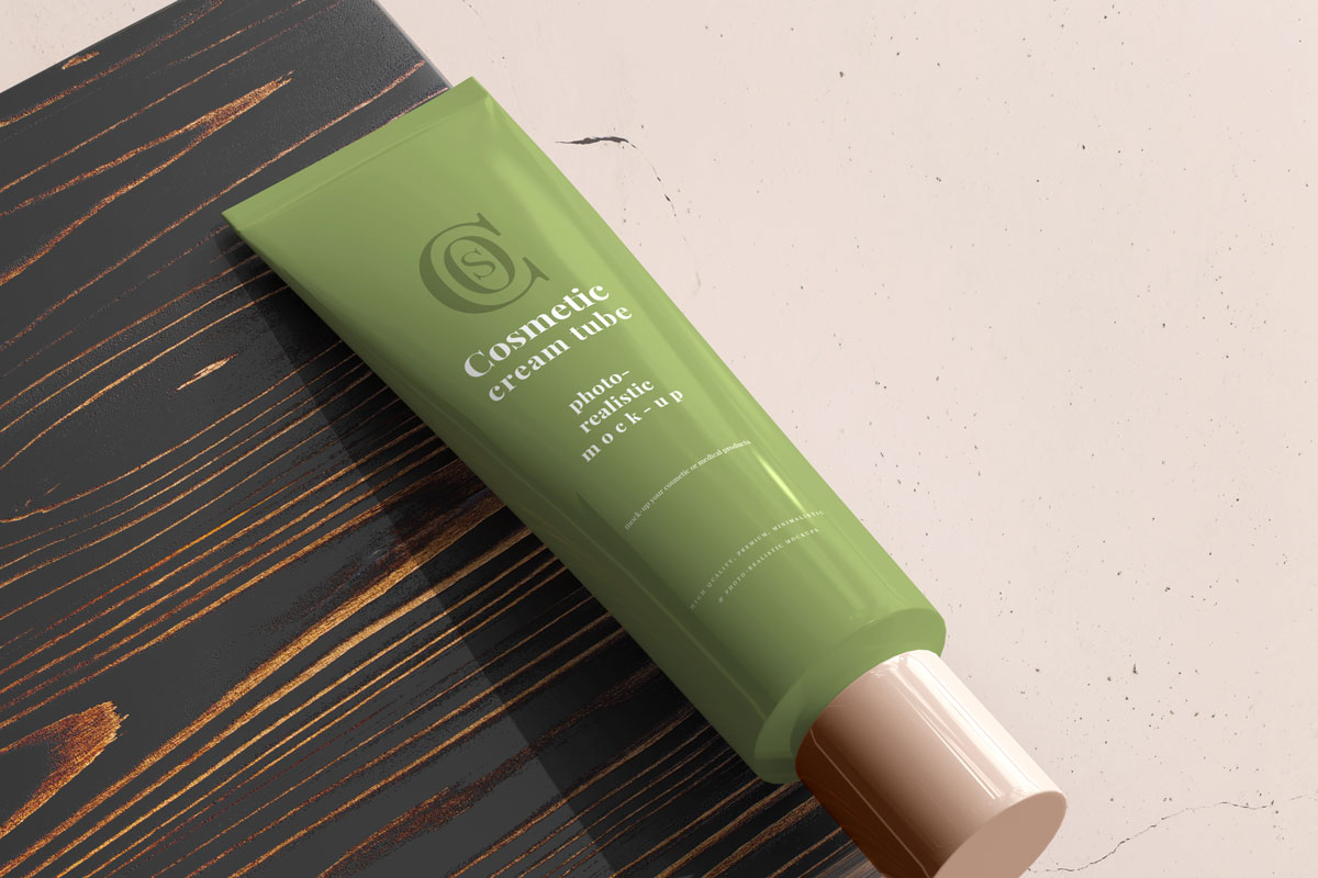 9款时尚护肤品乳液软管包装盒设计贴图样机模板 Cosmetic Cream Tube With Box Mockup_img_2