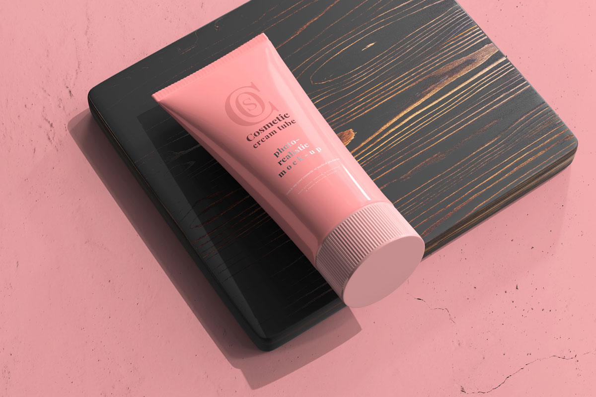 9款高端化妆品护手霜管包装盒设计贴图样机 Cosmetic Cream Tube With Box Mockup 2_img_2