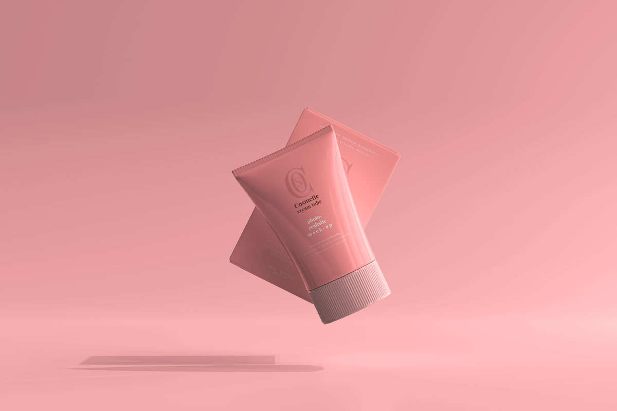 90款时尚化妆品奶油软管包装盒设计贴图样机模板 Cosmetic Cream Tube Mockup 2_img_2