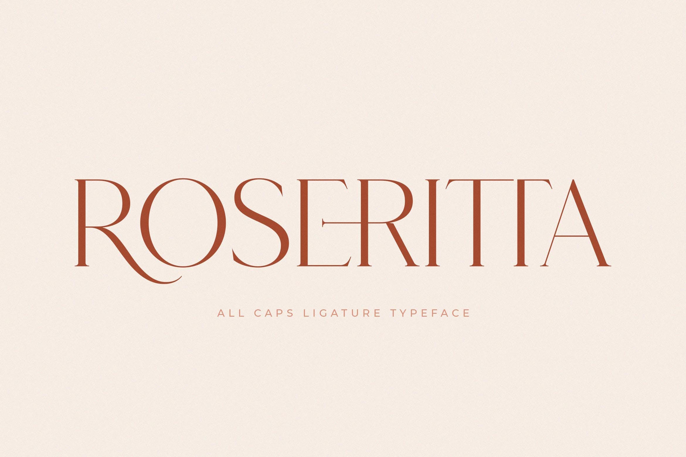 现代杂志社交媒体徽标logo设计衬线英文字体素材 Roseritta - Ligature Serif_img_2