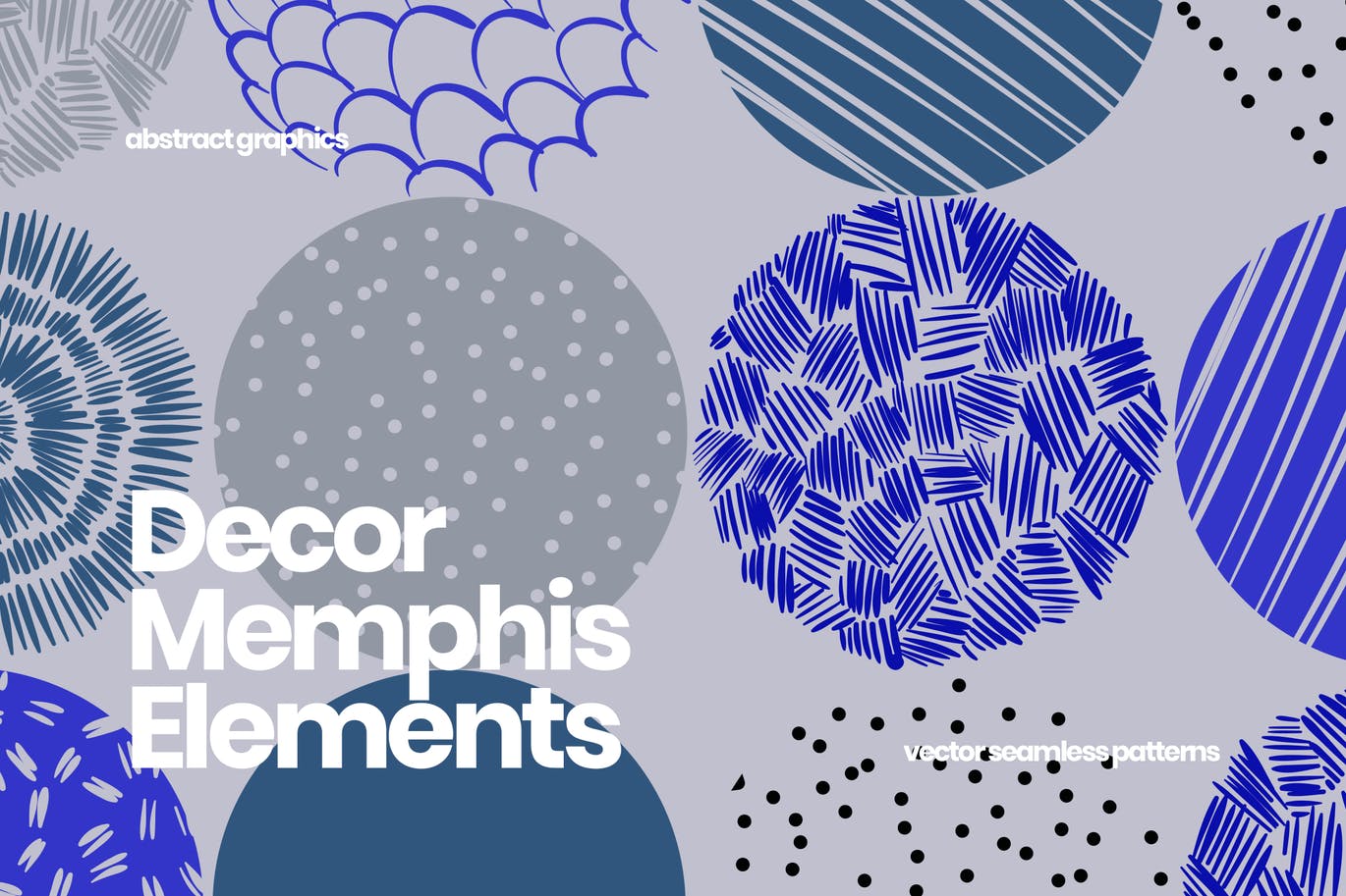 10款抽象孟菲斯艺术装饰纹理背景矢量设计素材 Round Decor Memphis Elements Seamless Patterns_img_2