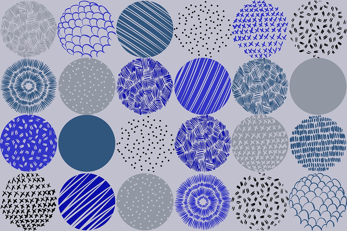 10款抽象孟菲斯艺术装饰纹理背景矢量设计素材 Round Decor Memphis Elements Seamless Patterns_img_2